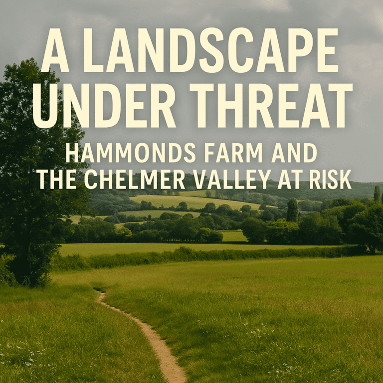 Aerial view of Sandon and the Chelmer Valley landscape at risk from proposed development