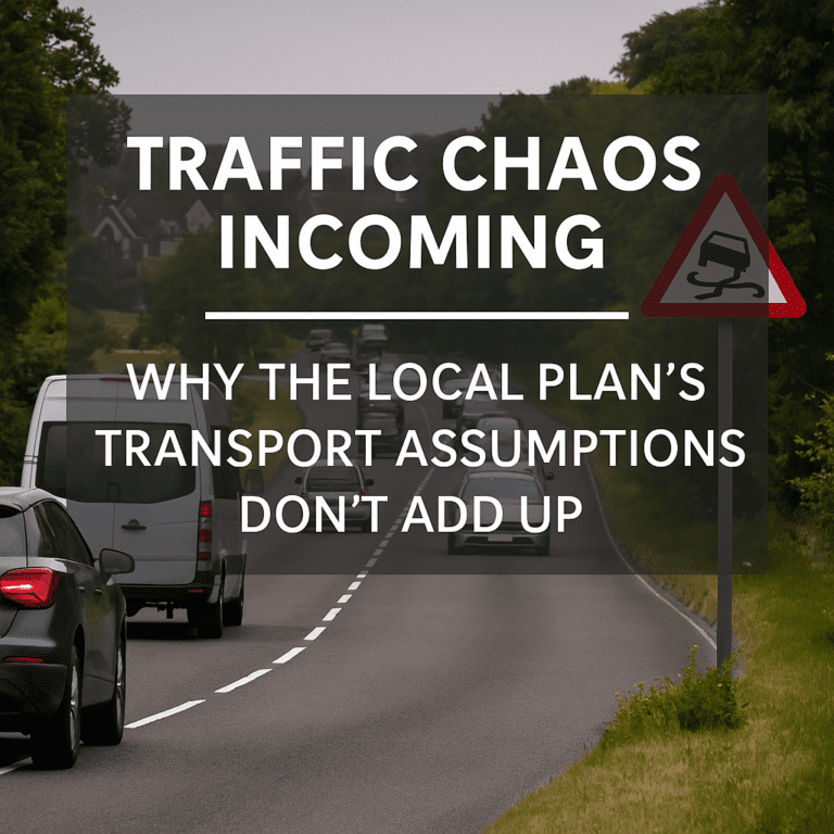 Illustration of traffic congestion with a warning overlay for Chelmsford’s rural roads